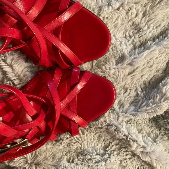 Manolo Blahnik RED Strappy Heels - Picture 16 of 16